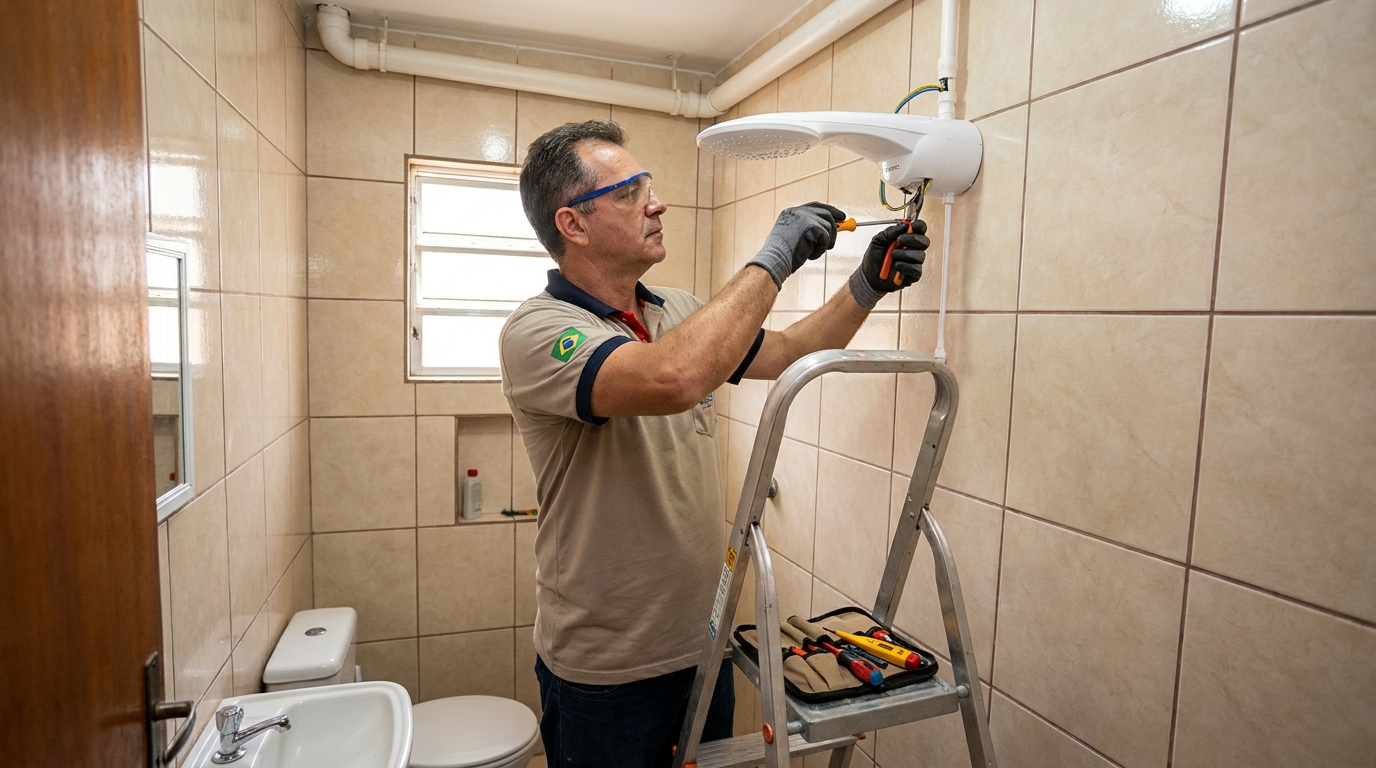 Substituição de Chuveiro Antigo em Blumenau‑SC